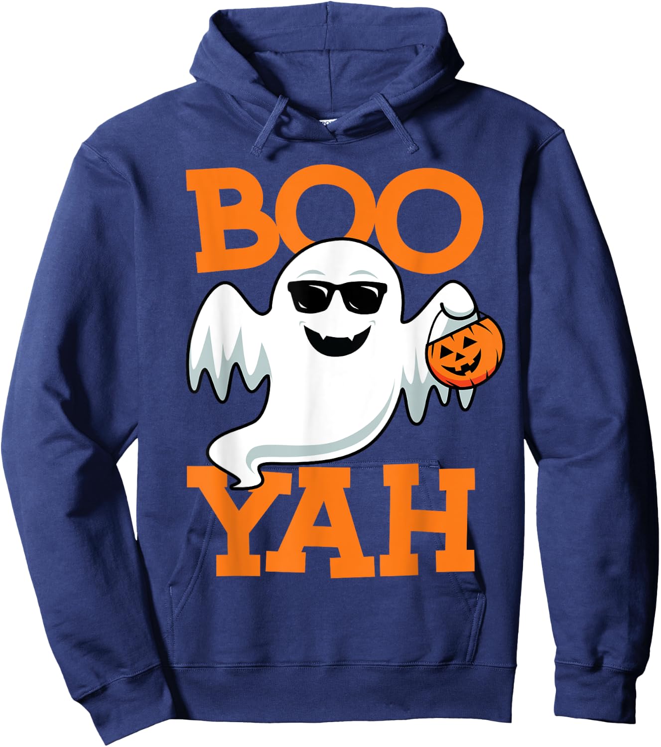 Ghost Boo Yah Funny Halloween Shirt Spooky Booyah Boys Girls Hoodie - Hoodie | Navy