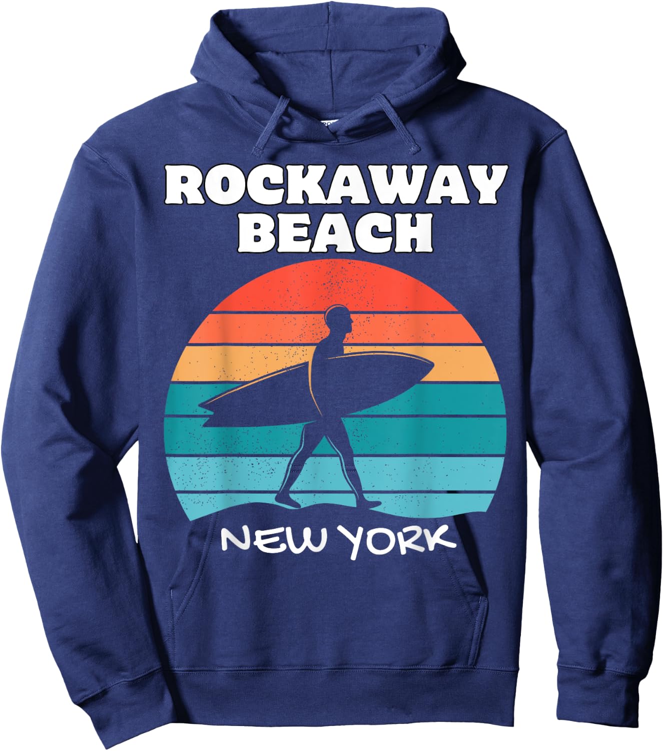 ROCKAWAY BEACH NEW YORK SURF VINTAGE SUNSET SURFING Women Girls Kids Hoodie - Hoodie | Navy