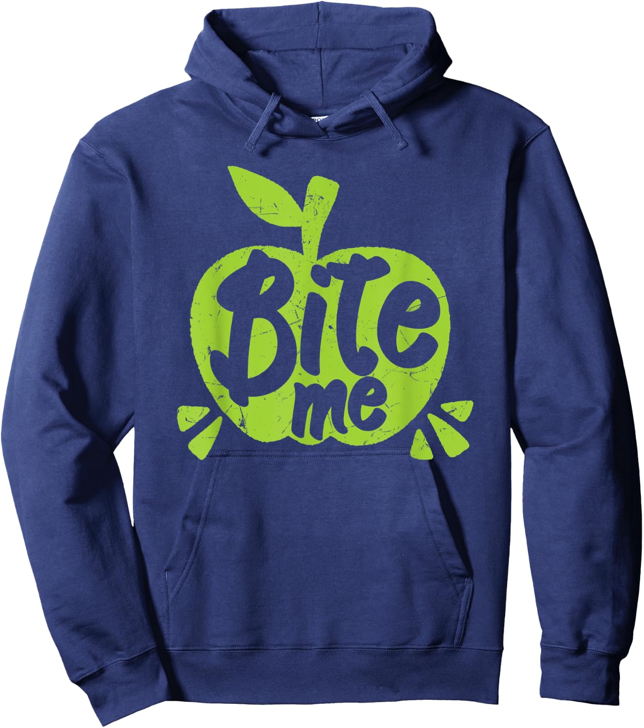 Green Apples Bite Me Distressed Apple Lovers Hoodie - Hoodie | Navy