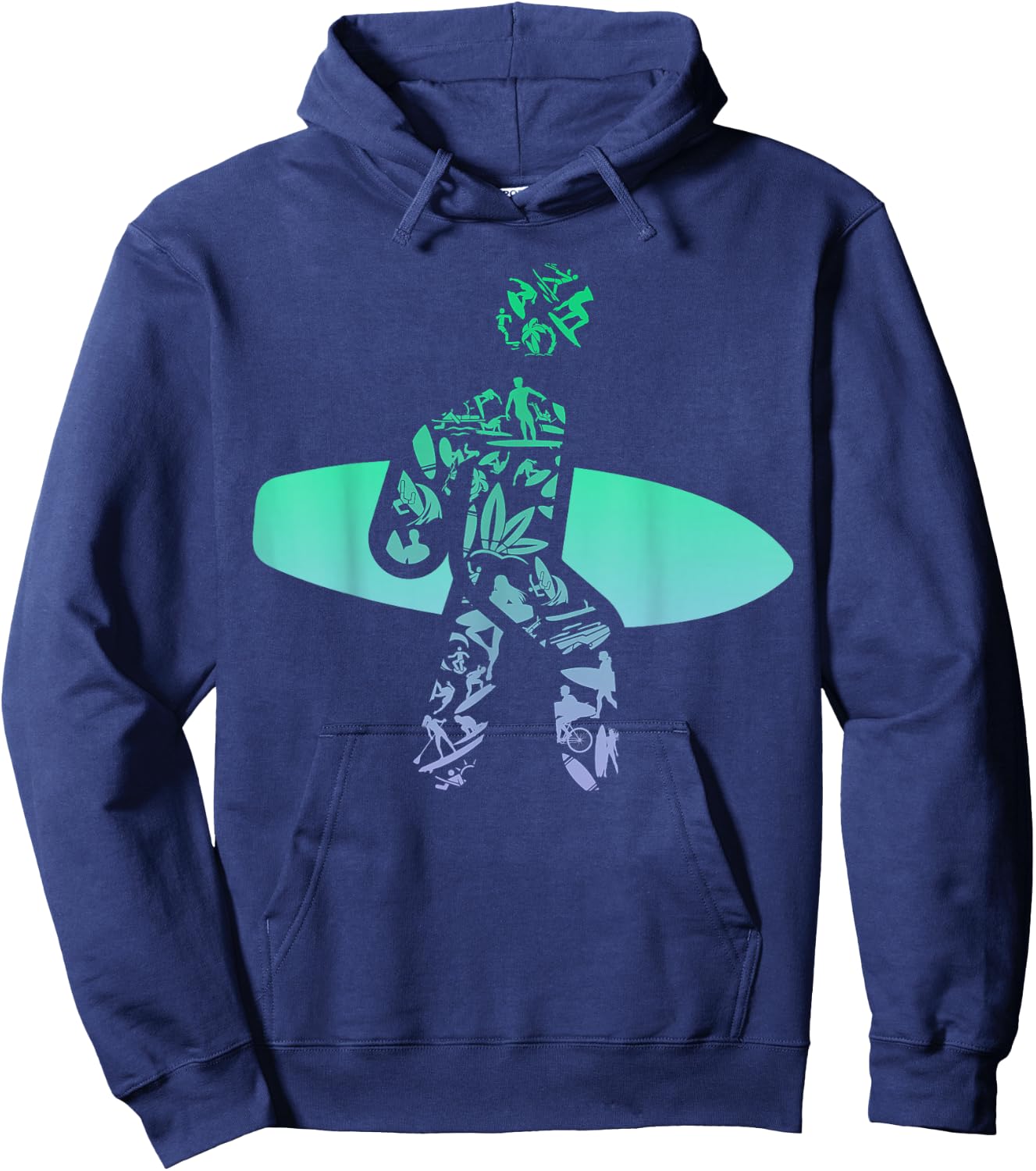 Silhouette Surf Icons Design for Surfer | Surf Boys Surfing Hoodie - Hoodie | Navy