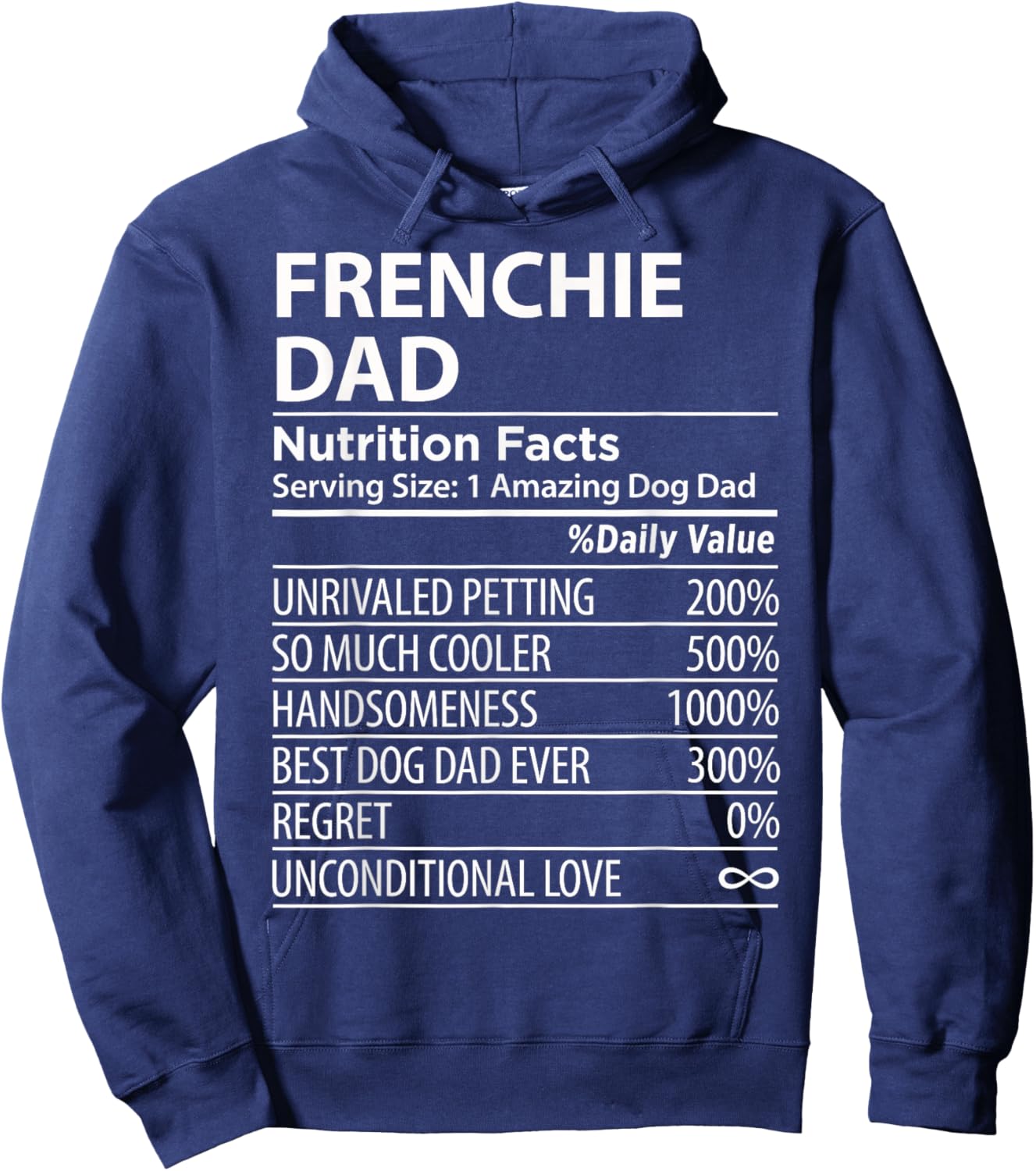 Frenchie Dad Nutrition Facts Funny Frenchie Dog Owner Hoodie - Hoodie | Navy