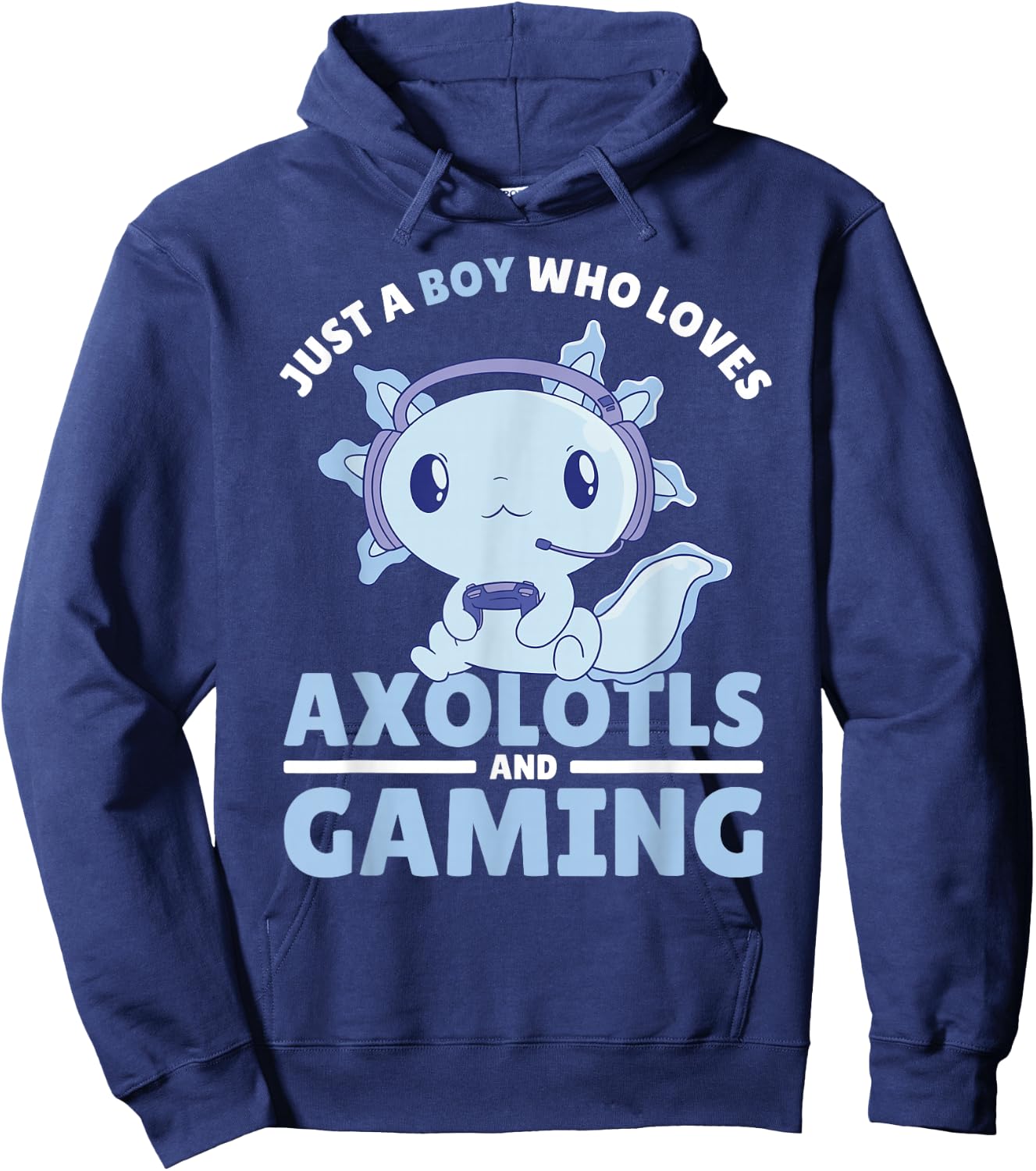 Just A Boy Who Loves Axolotls and Gaming Hoodie - Hoodie | Navy