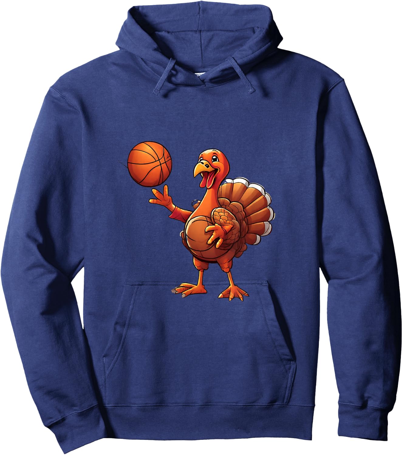 Thanksgiving Turkey Basketball Player Funny Boys Girls Kids Hoodie - Hoodie | Navy