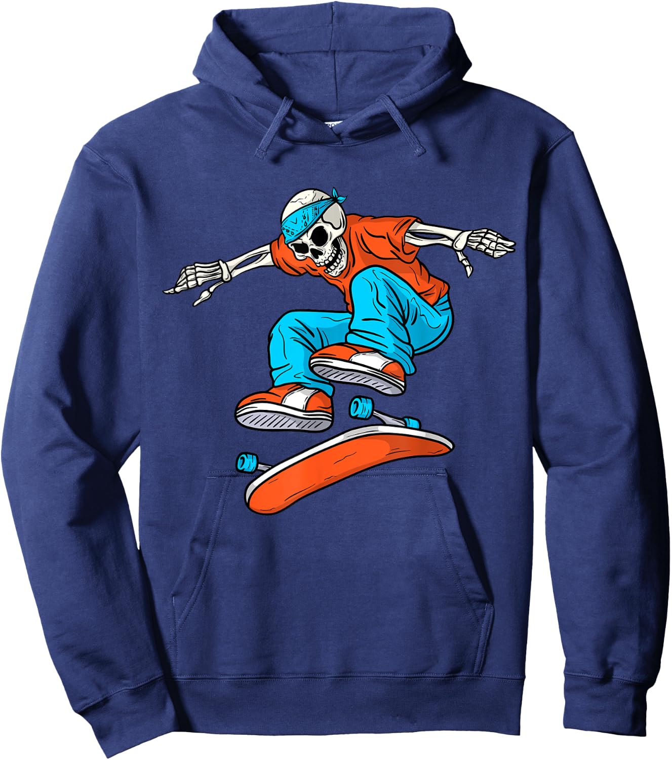 SkaYteboarding Skateboarder Skeleton Skateboarding - Kids Black XS Small Short Sleeve Hoodie - Hoodie | Navy