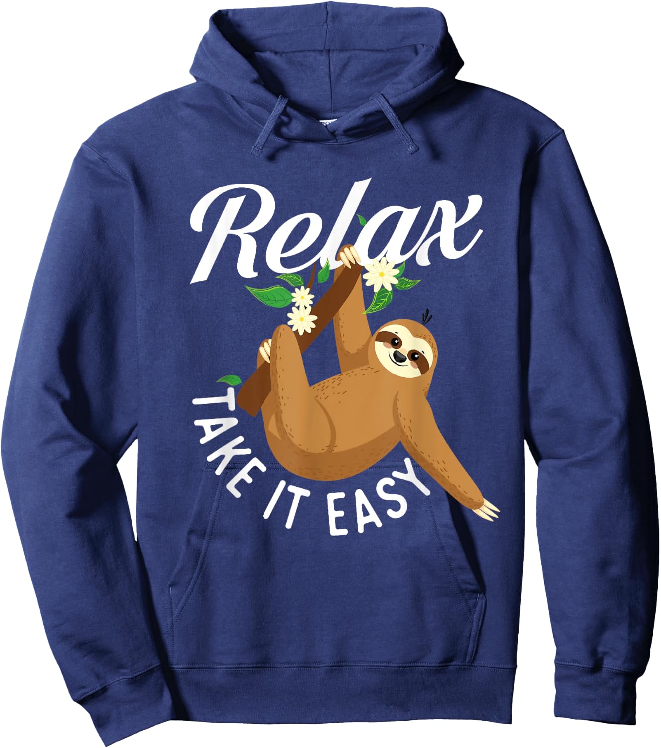 Relax Take It Easy - Hanging Sloth Wildlife Animal Lover Hoodie - Hoodie | Navy