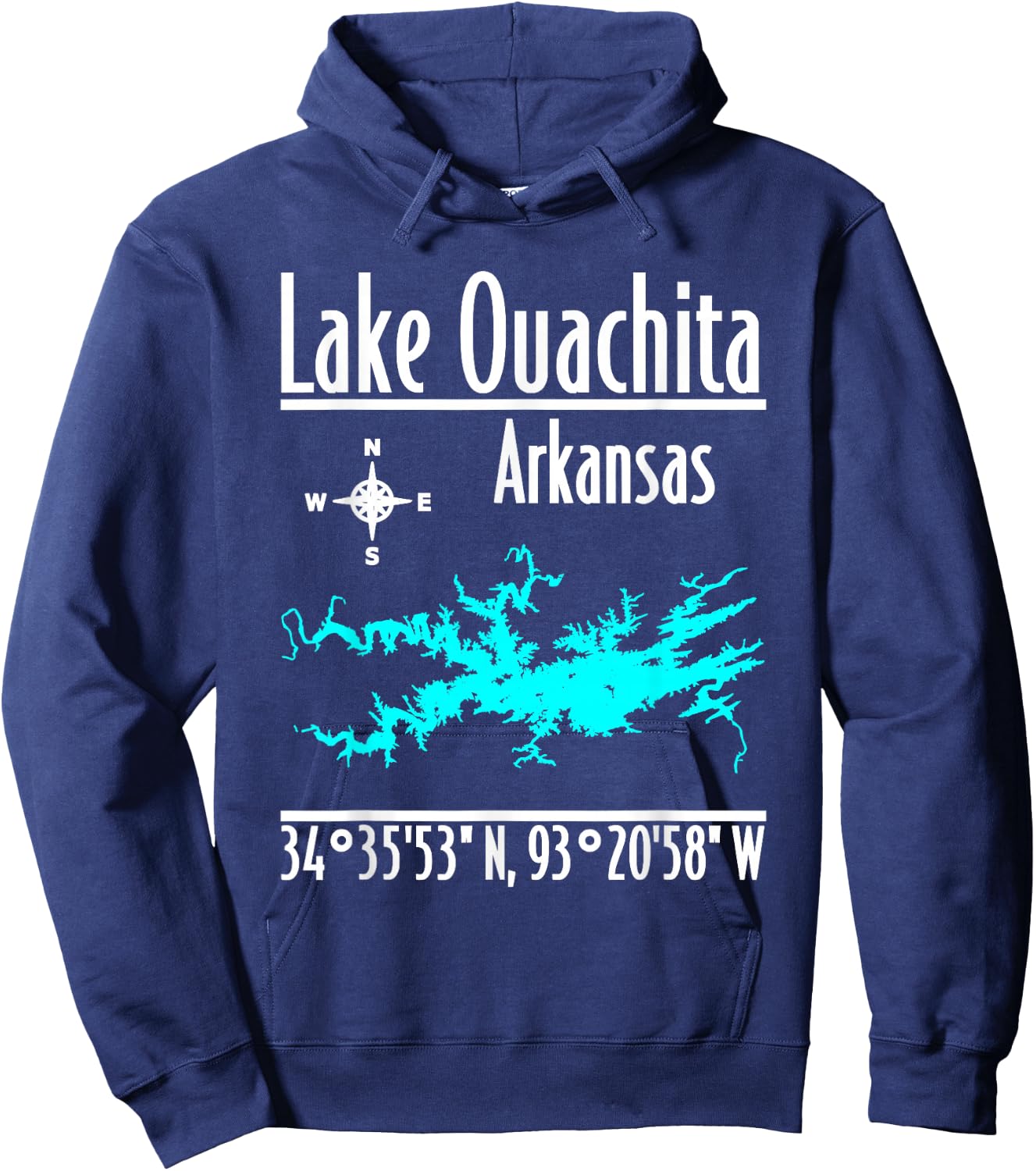 Modern Lake Ouachita, Arkansas Hoodie - Hoodie | Navy