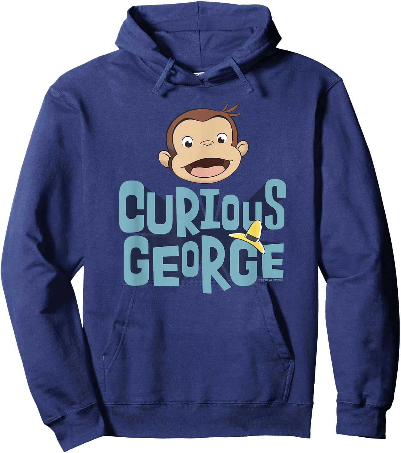 Curious George 3D Text Stack George Big Face Hoodie - Hoodie | Navy