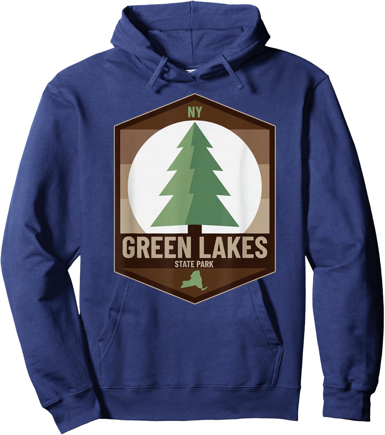 Green Lakes State Park New York NY Tree Forest Badge Hoodie - Hoodie | Navy
