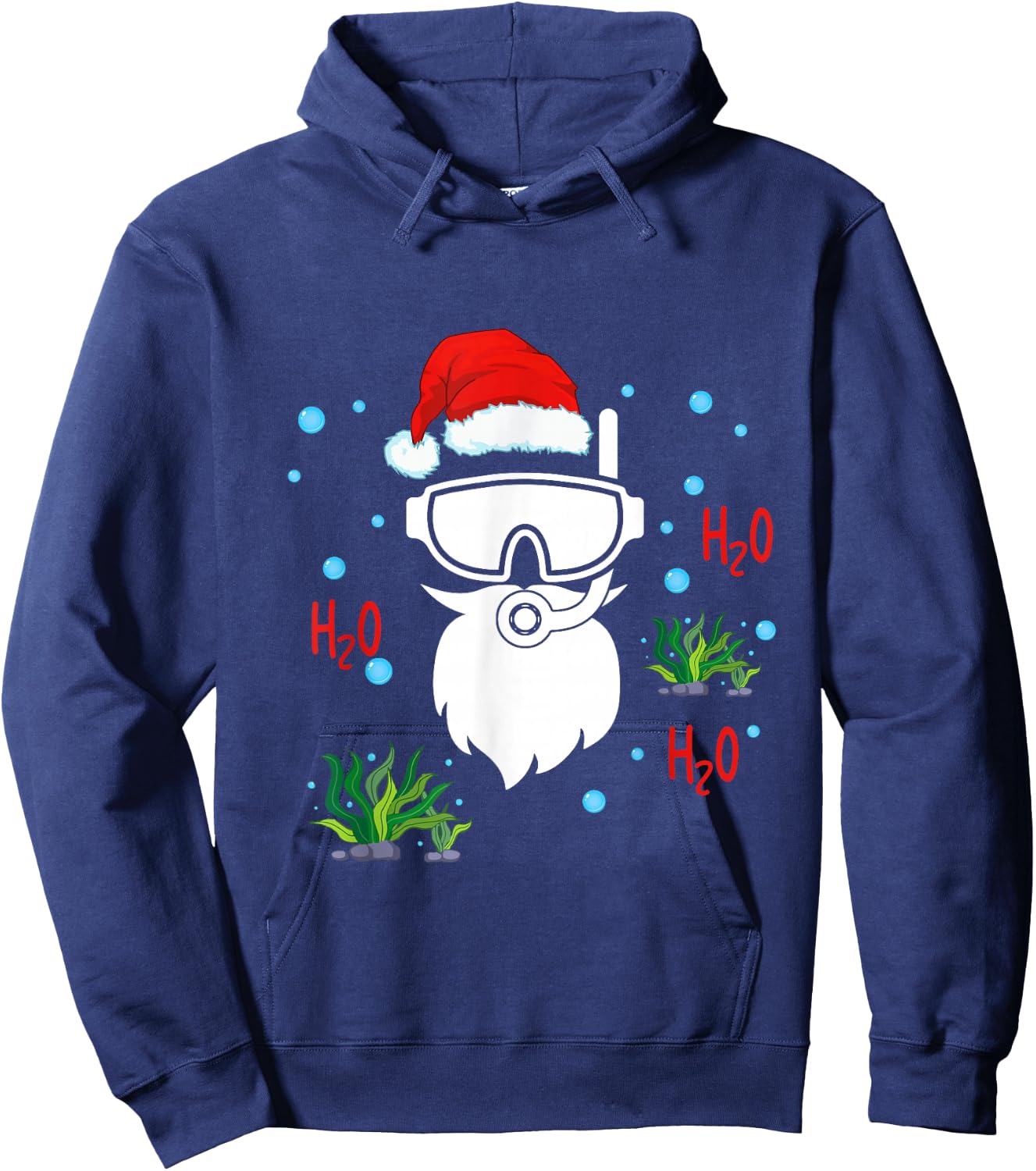 Christmas Diving Santa Face Funny Scuba Diver Dving Lover Hoodie - Hoodie | Navy