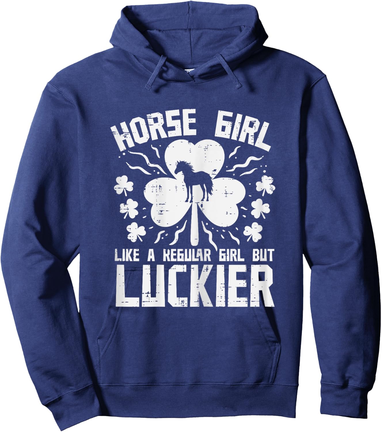 St Patricks Day Horse Girl Luckier Saint Pattys Paddys Women Hoodie - Hoodie | Navy
