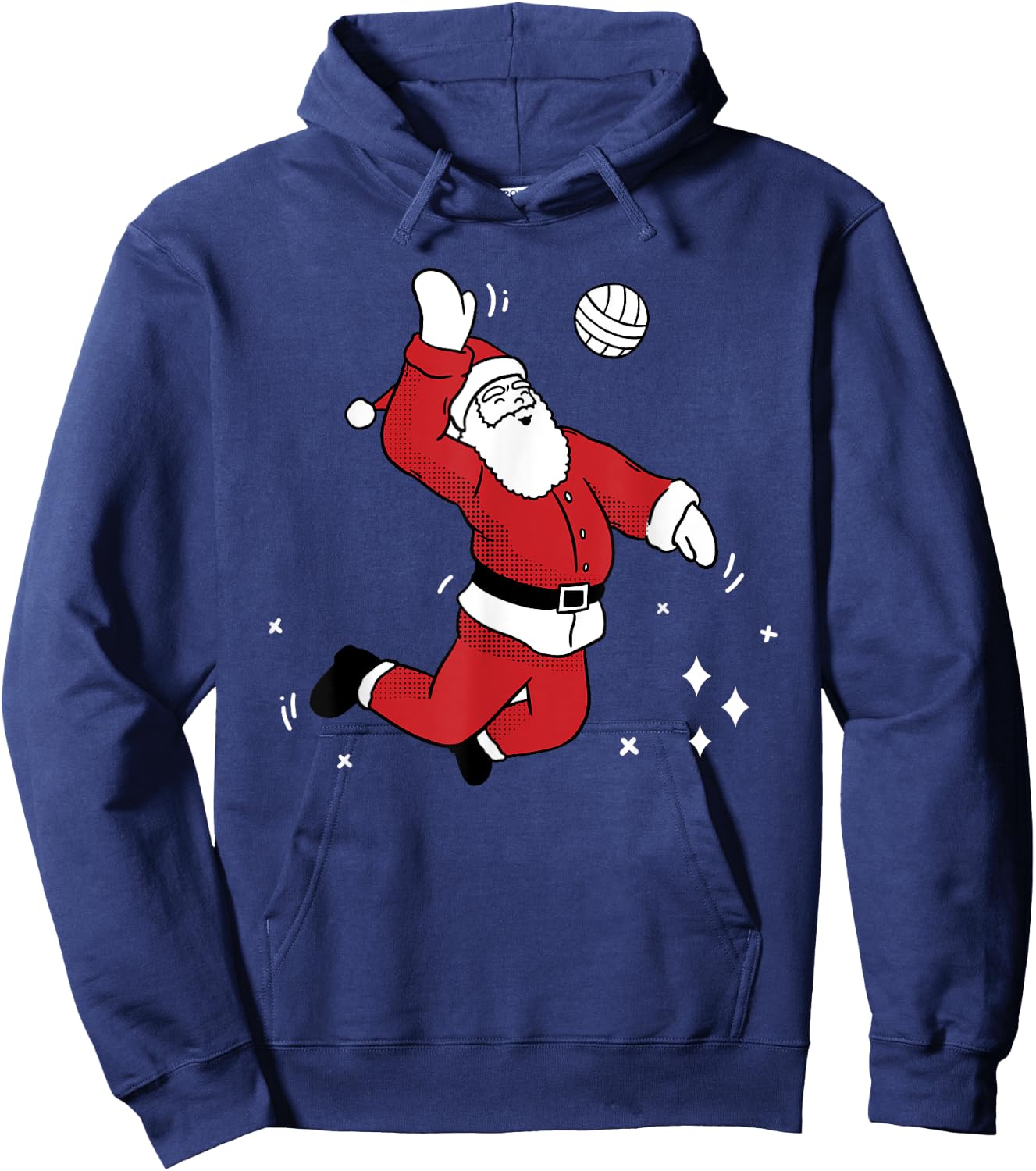 Santa Playing Volleyball Christmas Pajama Cool Sport X-Mas Hoodie - Hoodie | Navy