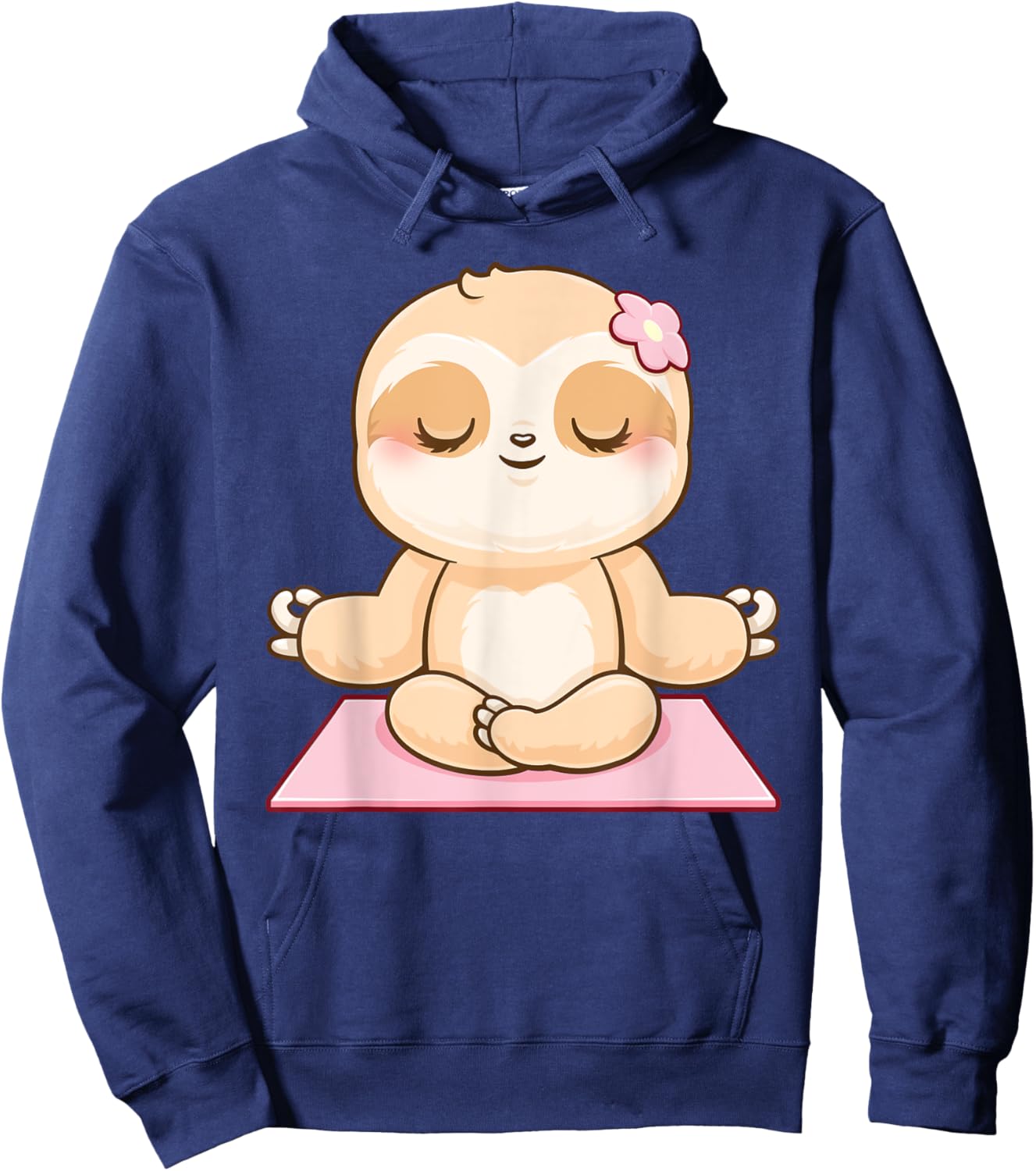 Girls Yoga Meditating Cute Fitness Meditation Sloth Hoodie - Hoodie | Navy