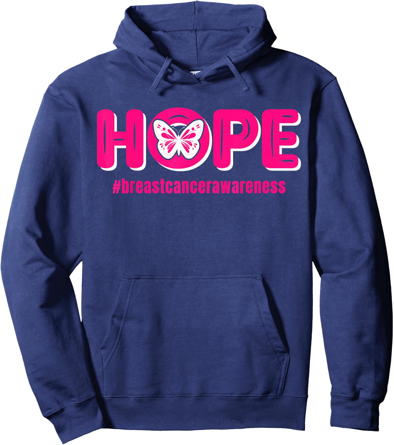 Breast Cancer Awareness Month Pink Butterfly | & Hoodie - Hoodie | Navy