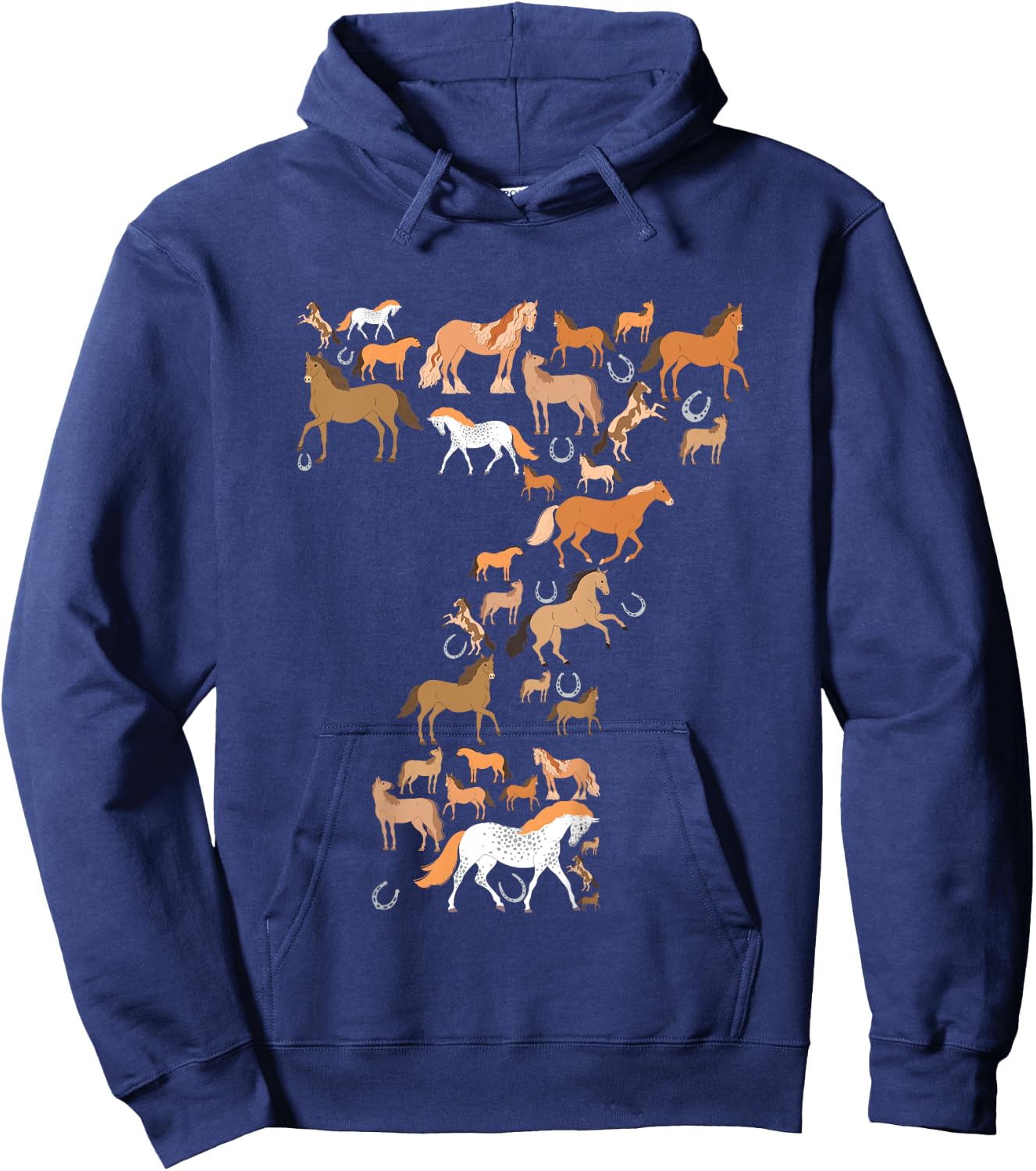 Little Girls 7 Years Old 7th Birthday Horse Graphic Cute Hoodie - Hoodie | Navy