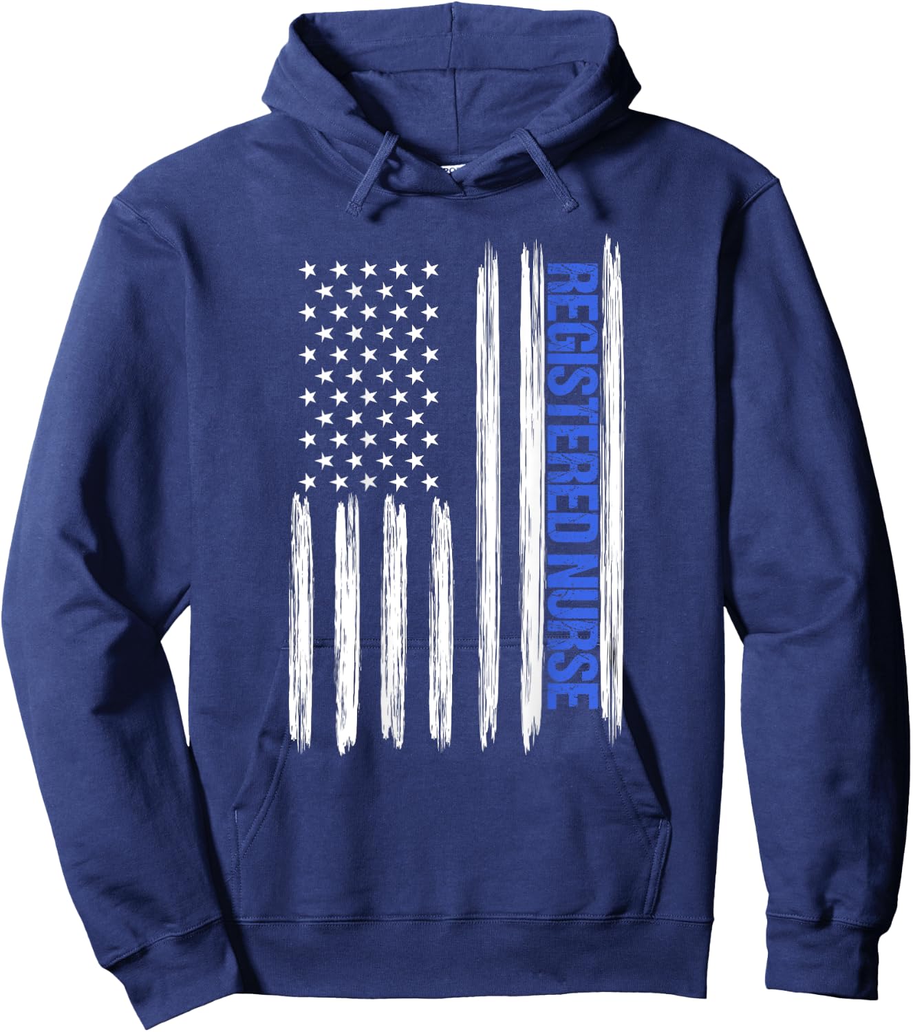 Registered Nurse Distressed American Flag BACK PRINT Women Men Hoodie - Hoodie | Navy