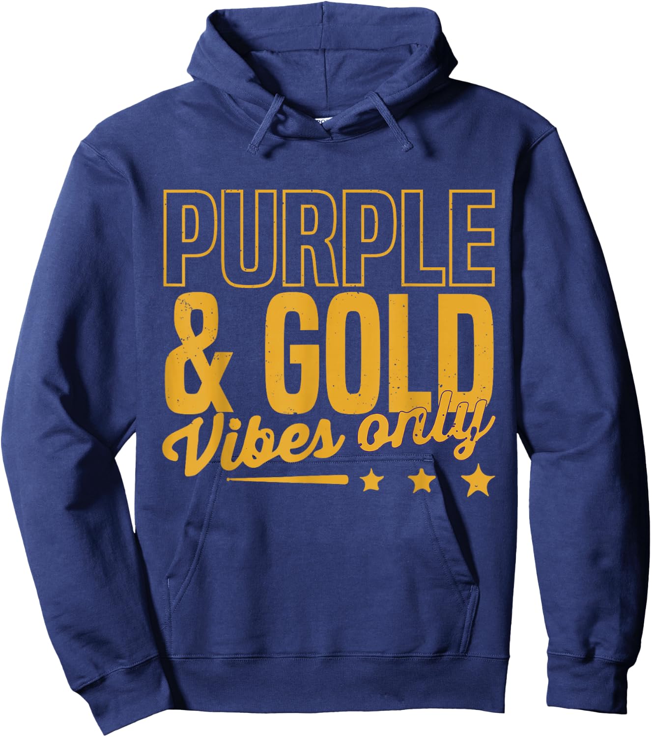 Purple And Gold Vibes Only Game Day For High School Football Hoodie - Hoodie | Navy