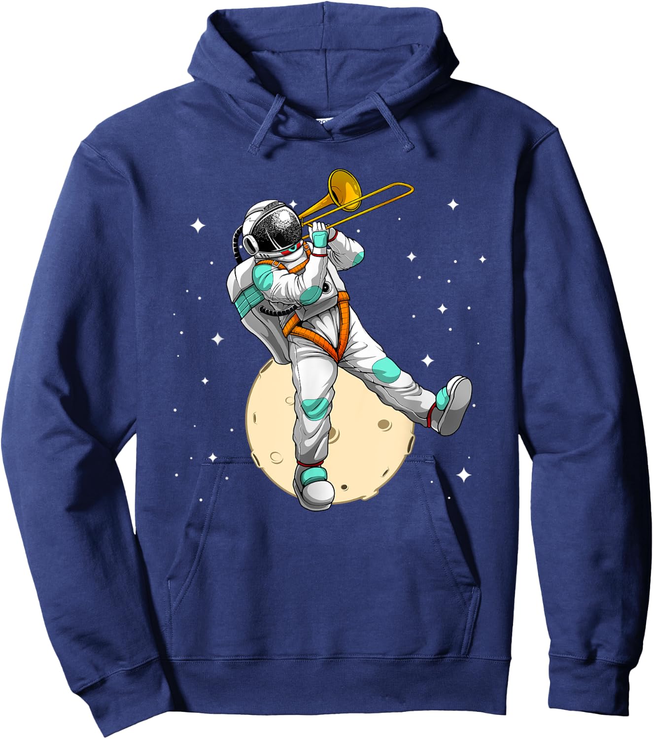Funny Astronaut Trombone Art Women Trombone Player Hoodie - Hoodie | Navy