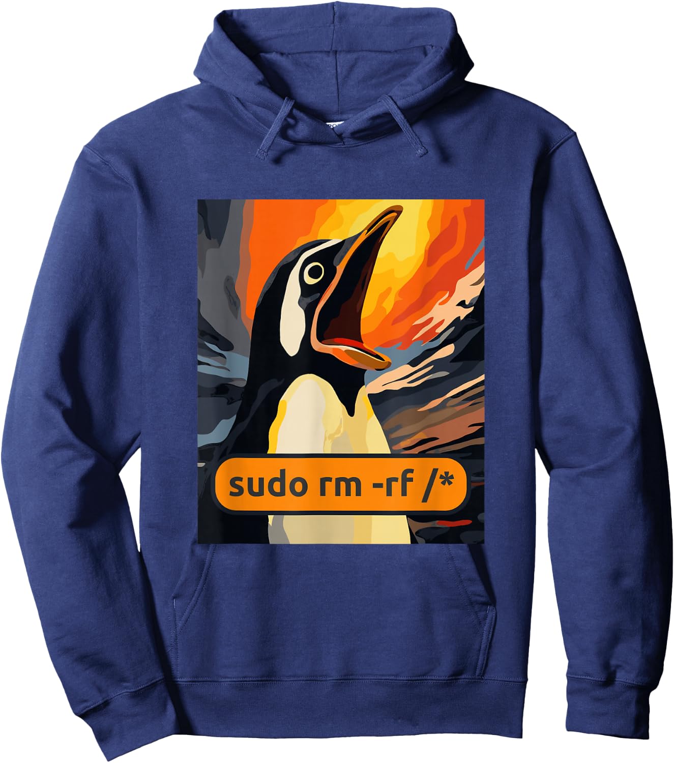 Screaming Tux Linux sudo rm -rf/ Hoodie - Hoodie | Navy