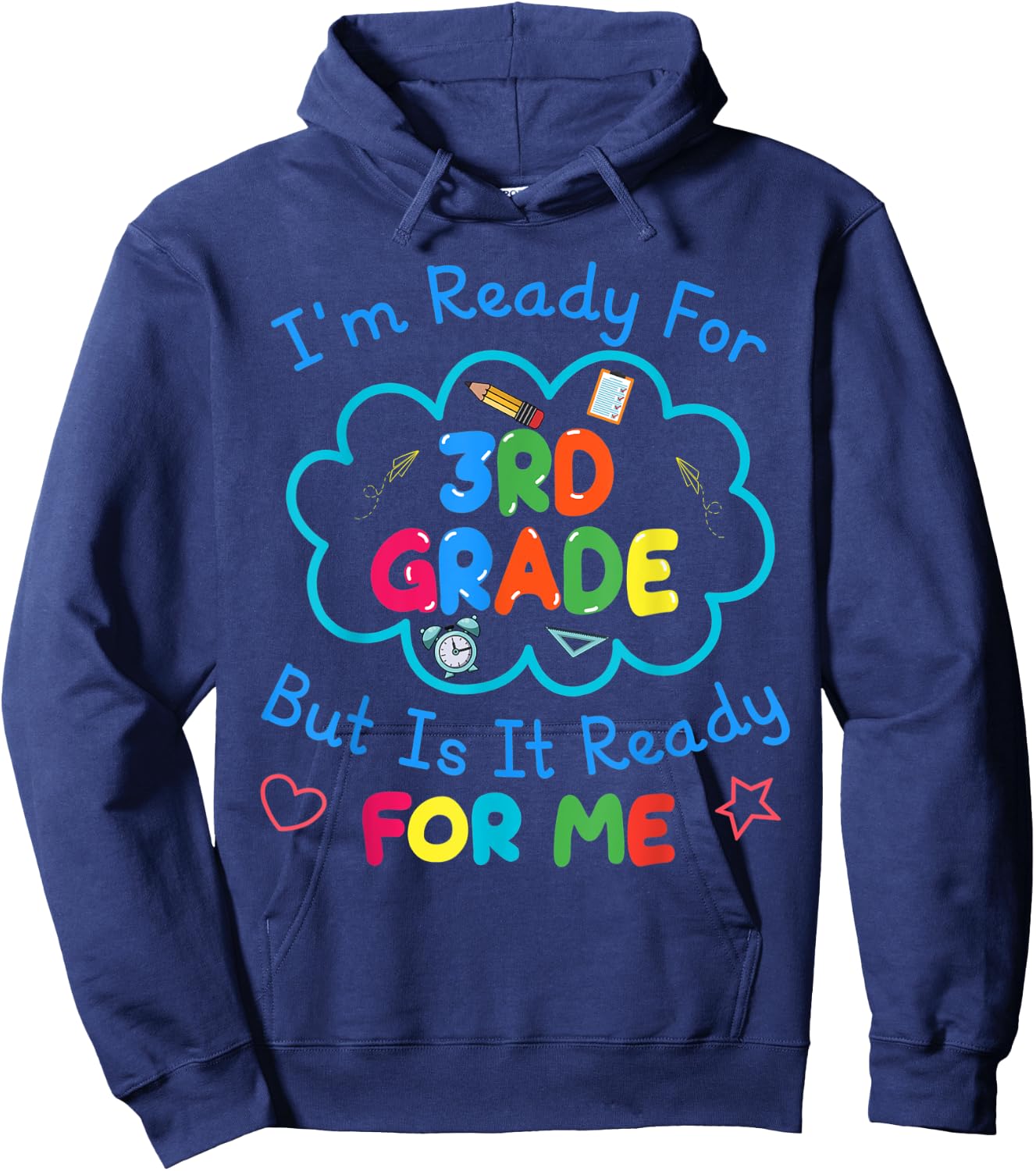 First Day of School 3rd Grade Boys Girls Back to School Hoodie - Hoodie | Navy