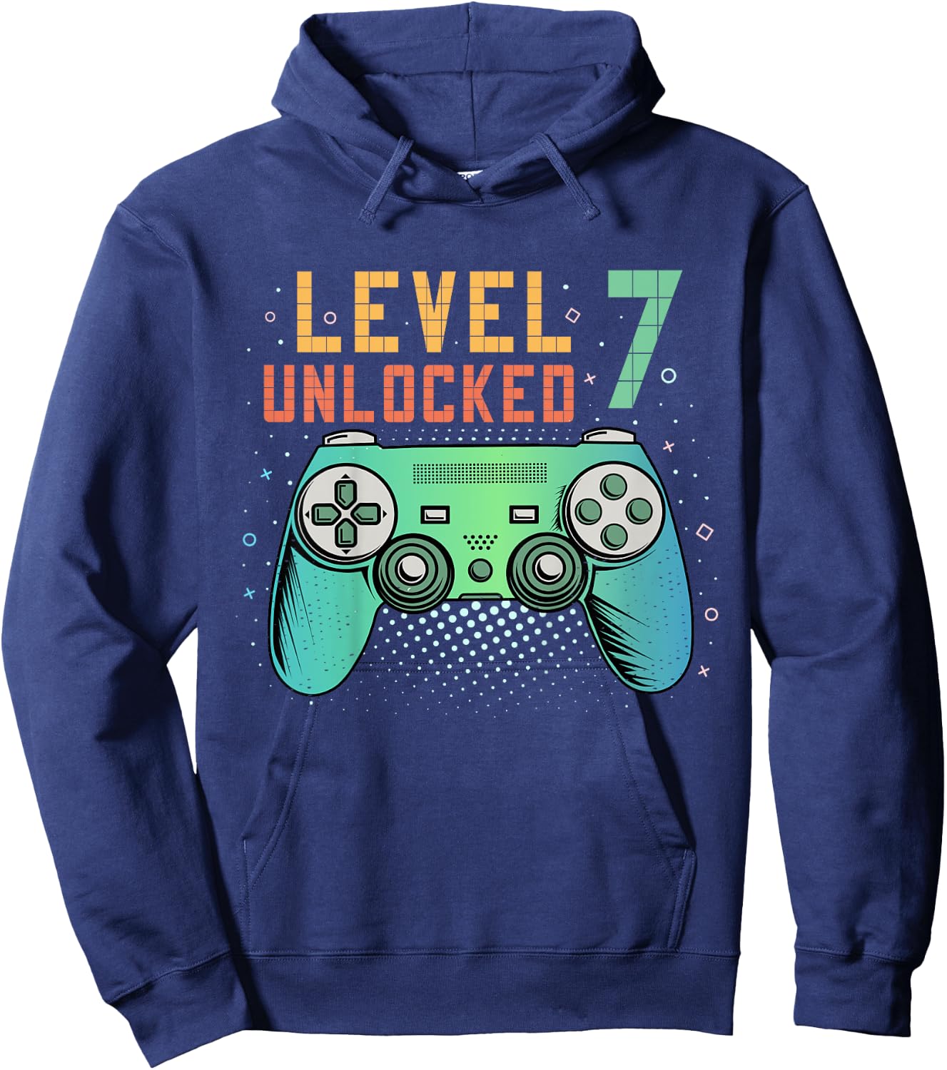 Kids Level 7 Unlocked 7th Birthday Gamer Gifts 7 Year Old Boys Hoodie - Hoodie | Navy