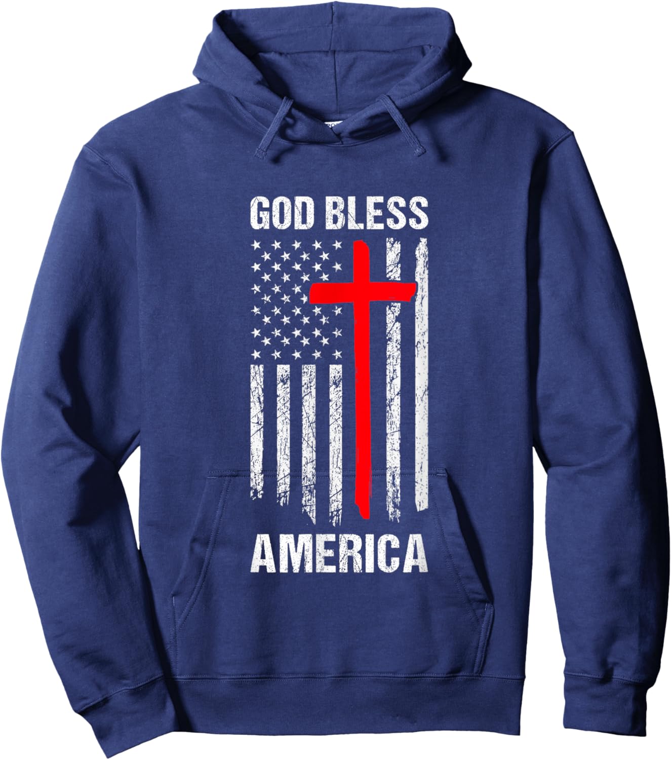 God Bless America Fourth of July Christian Patriot USA Flag Women Kids Men Hoodie - Hoodie | Navy