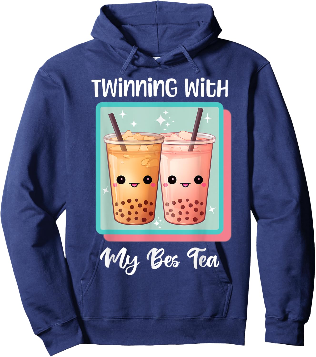 Twinning With My Bestie Spirit Week Twin Day Bes Tea Boba Hoodie - Hoodie | Navy