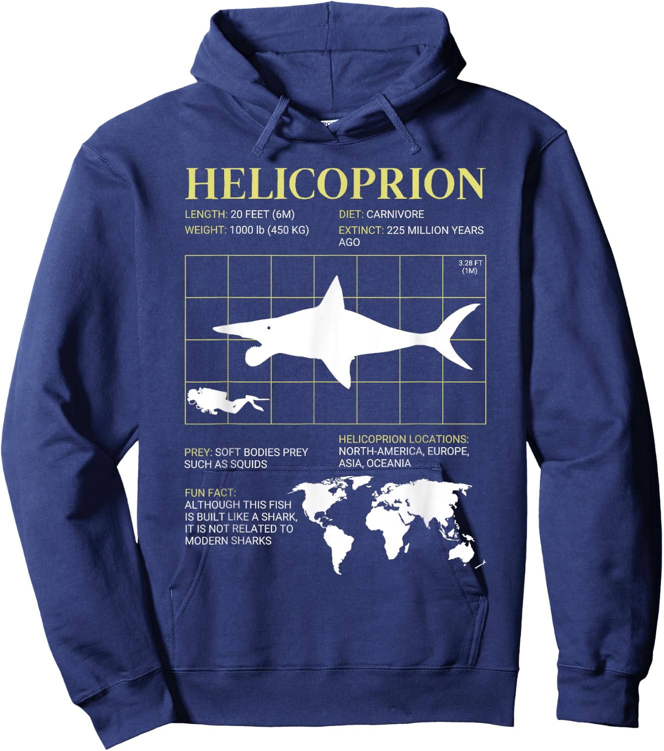 Helicoprion Buzzsaw Jaw Fish Fossil Paleontology Hoodie - Hoodie | Navy