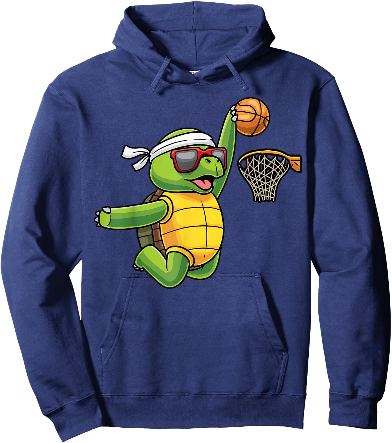 Turtle Playing Basketball Sports Sea Tortoise Player Kids Hoodie - Hoodie | Navy