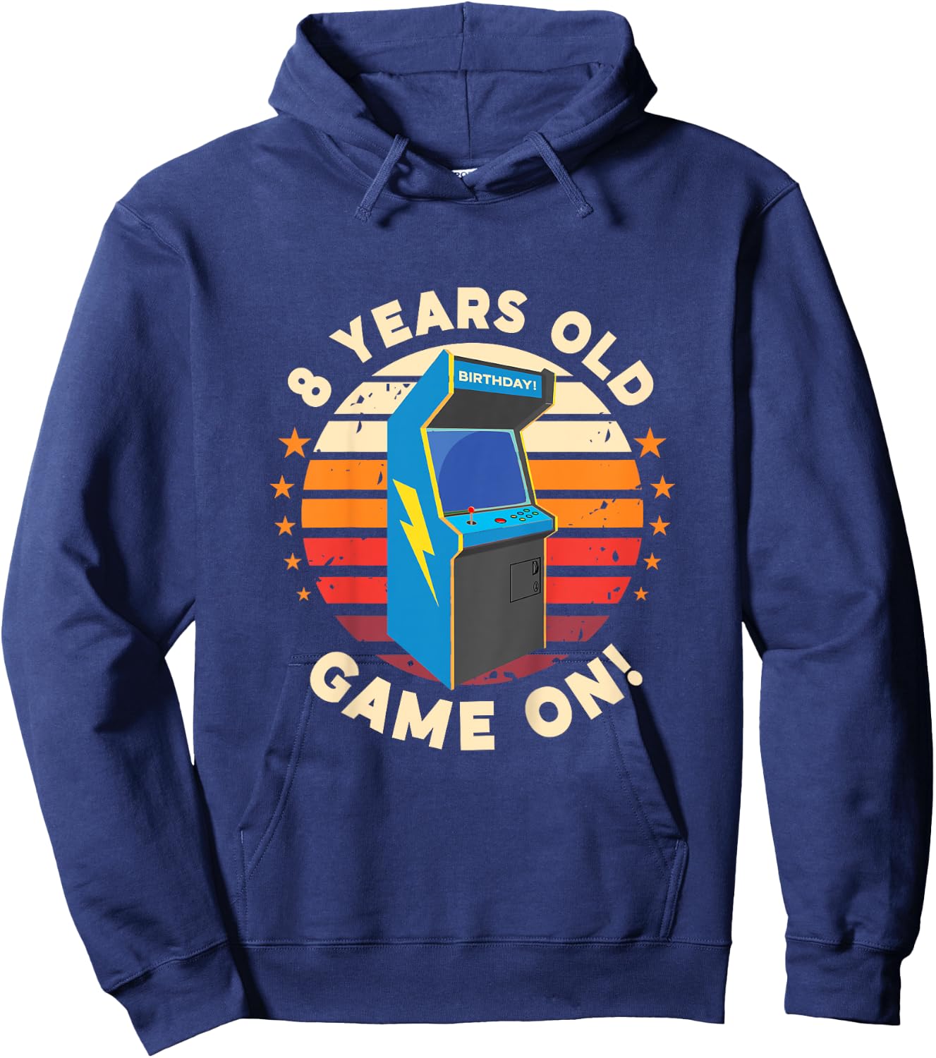 8 Year Old Birthday Wear Retro Arcade Game On Arcade Theme Hoodie - Hoodie | Navy