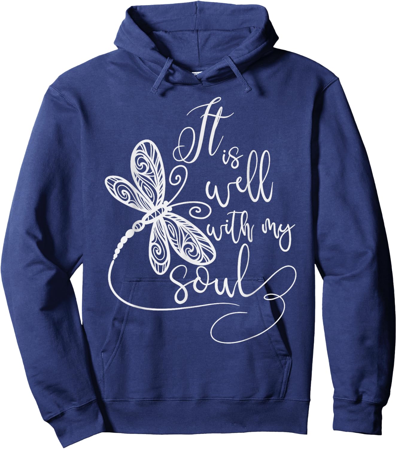 It Is Well with my Soul Dragonfly Christian Women Hoodie - Hoodie | Navy