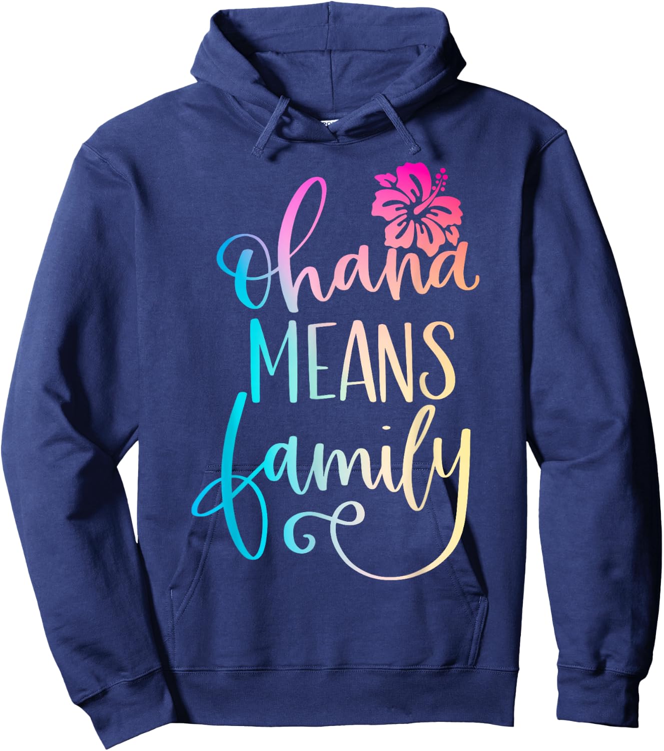 Ohana Means Family Casual Beach Outfit Hawaii Summer Beach Hoodie - Hoodie | Navy