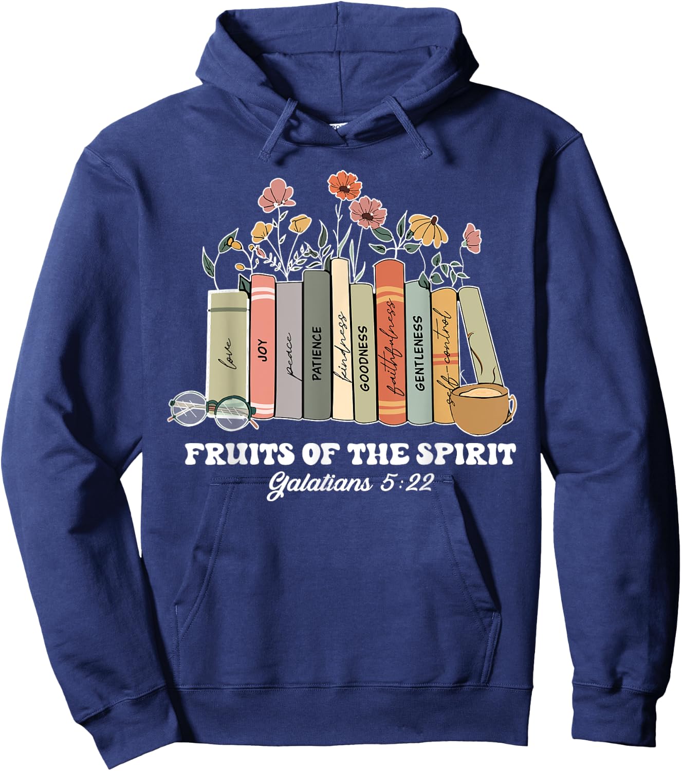 Fruits Of The Spirit Galatians 5:22 Christian Book Flower Hoodie - Hoodie | Navy