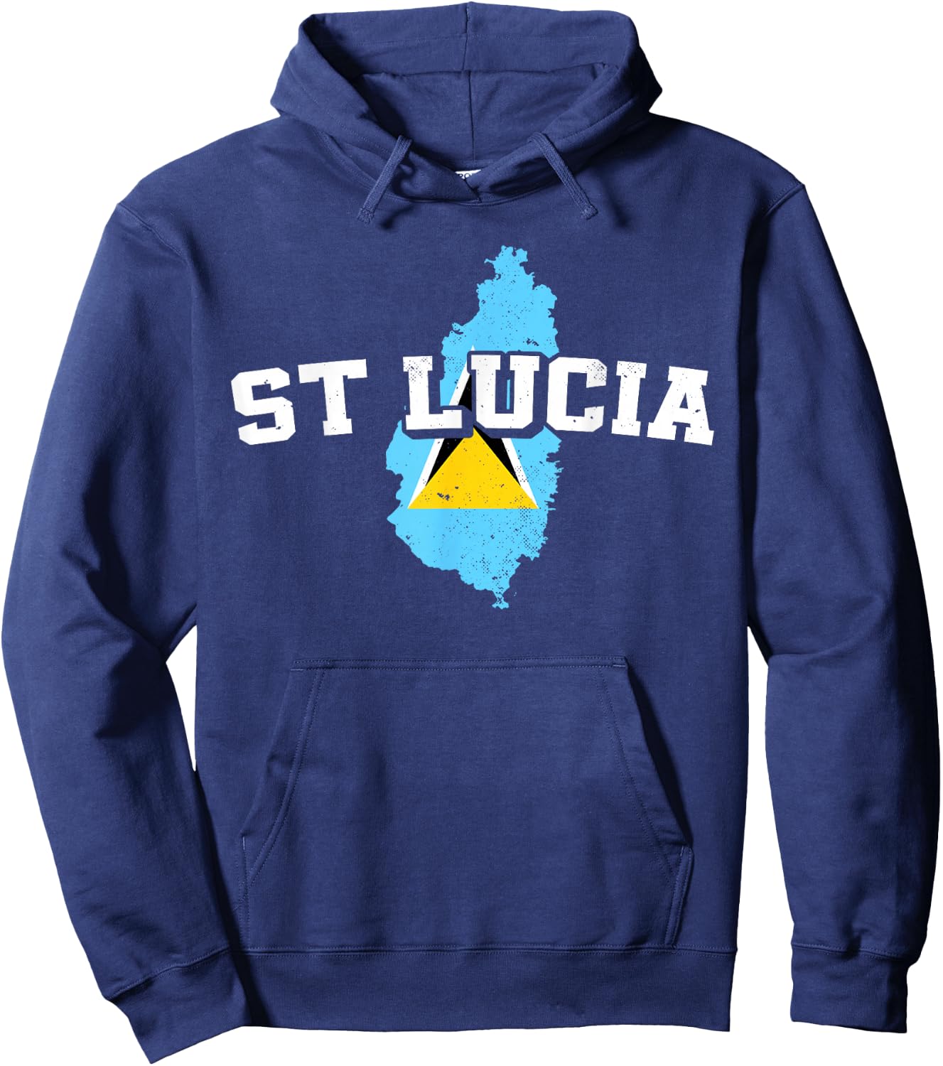 St Lucia Map and Flag Souvenir Saint Lucian Hoodie - Hoodie | Navy