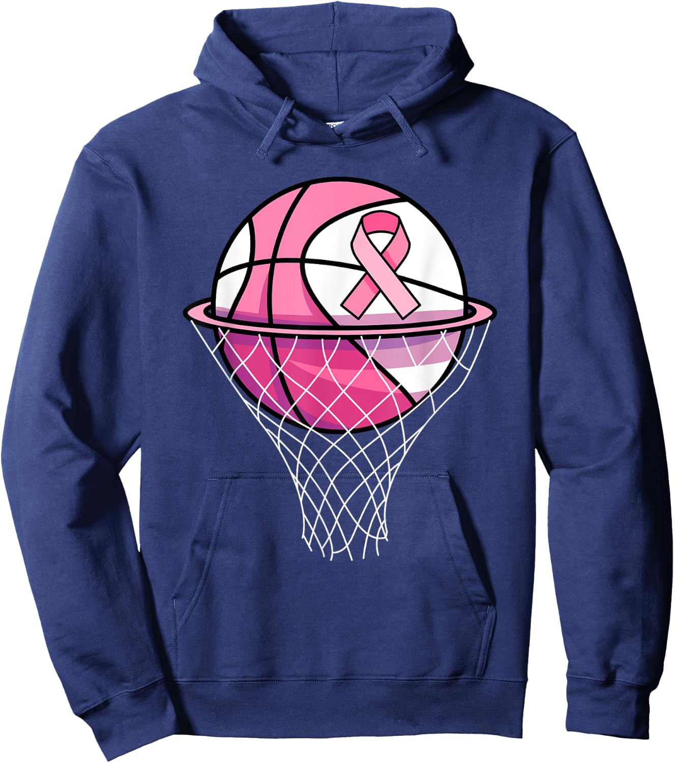 Breast Cancer Support Pink Basketball Love Coach Hoodie - Hoodie | Navy