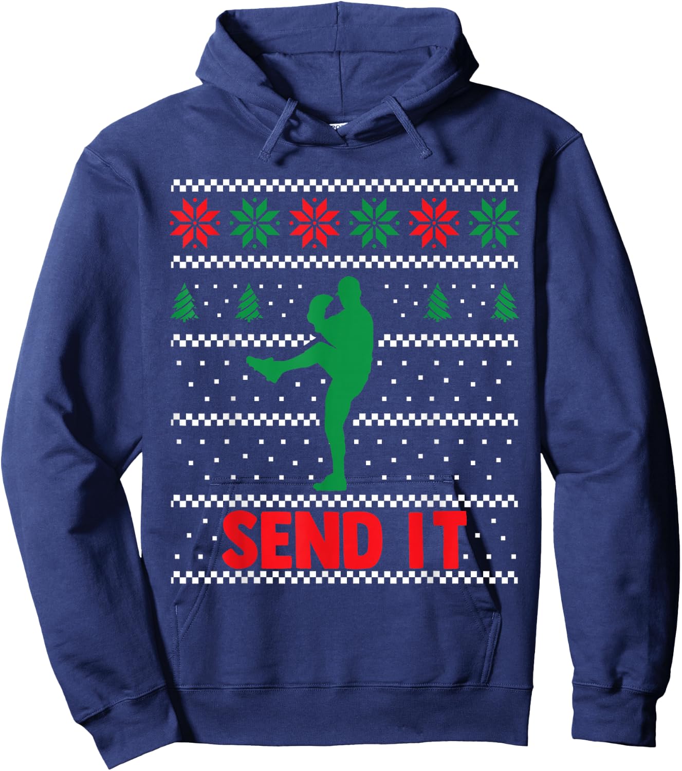 Funny Baseball Player - Christmas Xmas Send It Hoodie - Hoodie | Navy