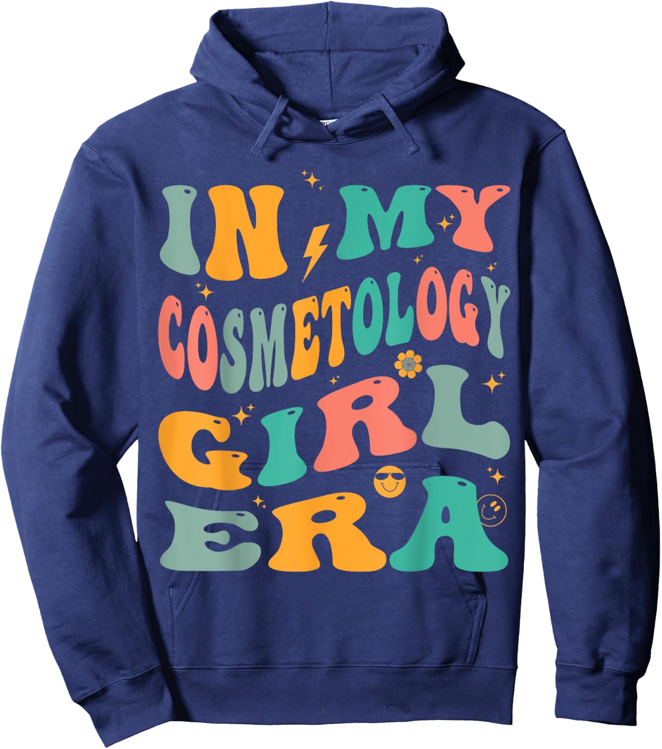 In My Cosmetology Girl Era Groovy Cosmetologist Hoodie - Hoodie | Navy