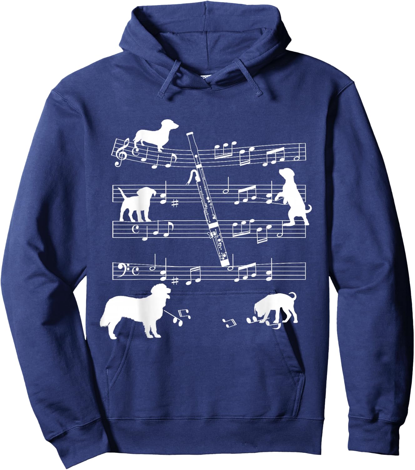 Bassoon Player Dog for Bassoonist Dogs and Bassoon Hoodie - Hoodie | Navy