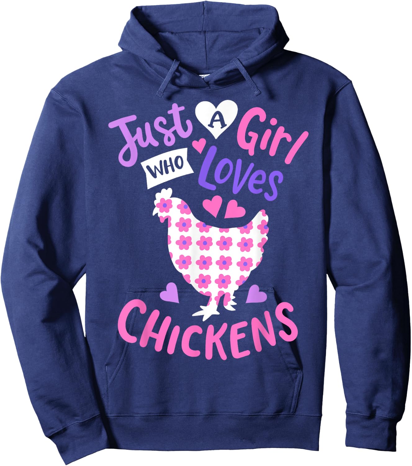 Kids Just A Girl Who Loves Chickens Chicken Hen Love Cute Hoodie - Hoodie | Navy