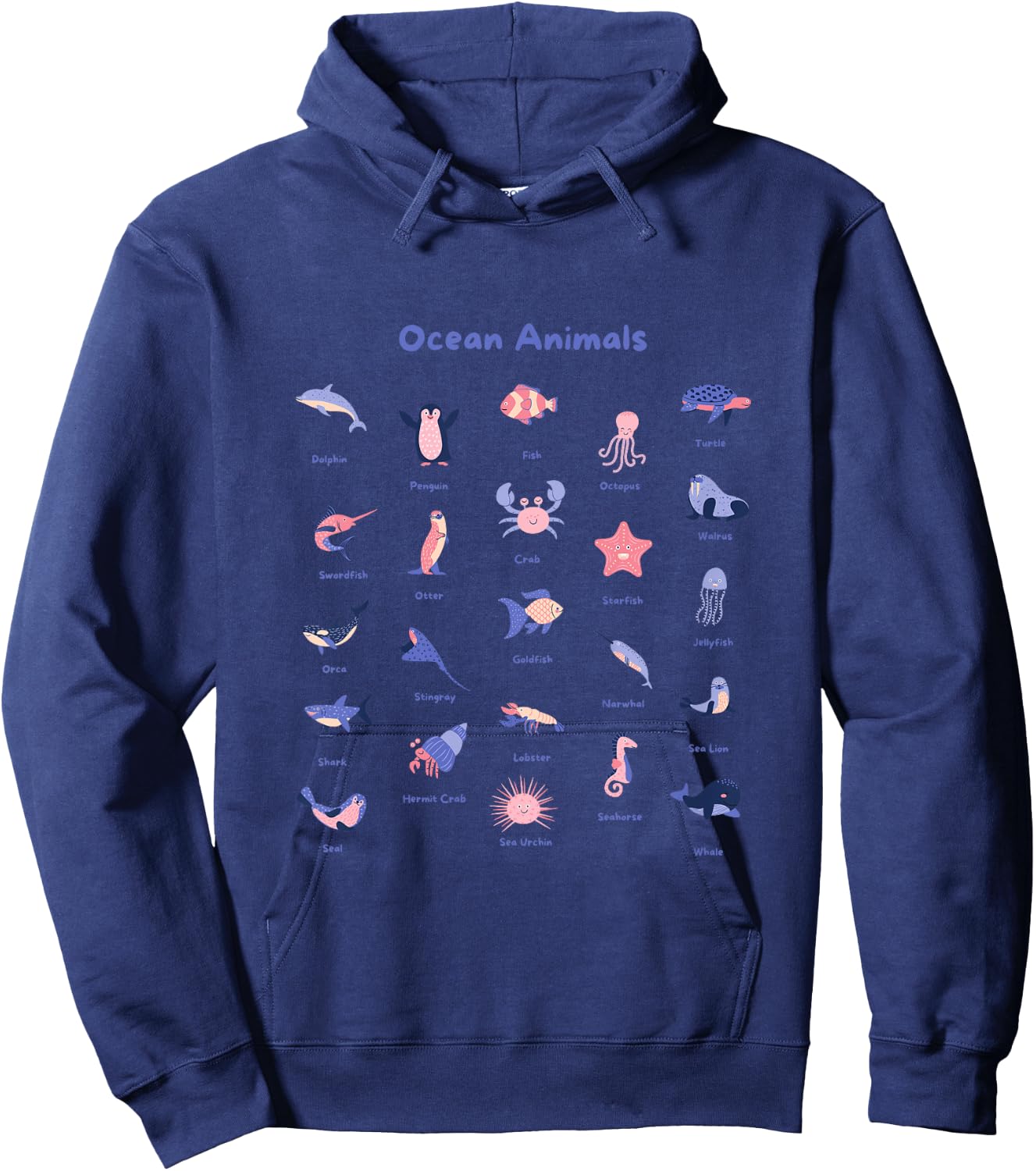 Kids Ocean Animal Shirts Kids Ocean Animal Shirt For Toddler Boys Hoodie - Hoodie | Navy