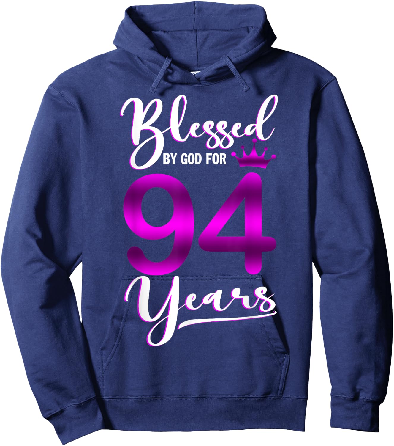 Vintage Blessed by God For 94 Years Old Happy 94th Birthday Hoodie - Hoodie | Navy