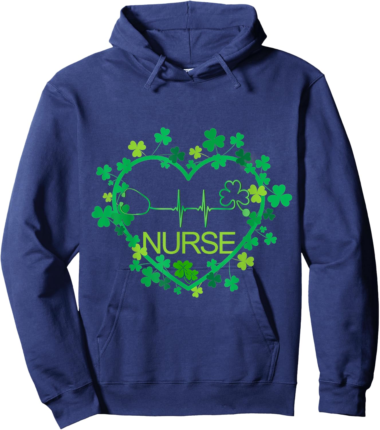Heart Shamrock Nurse - Nurse St Patrick's Day Nursing Hoodie - Hoodie | Navy
