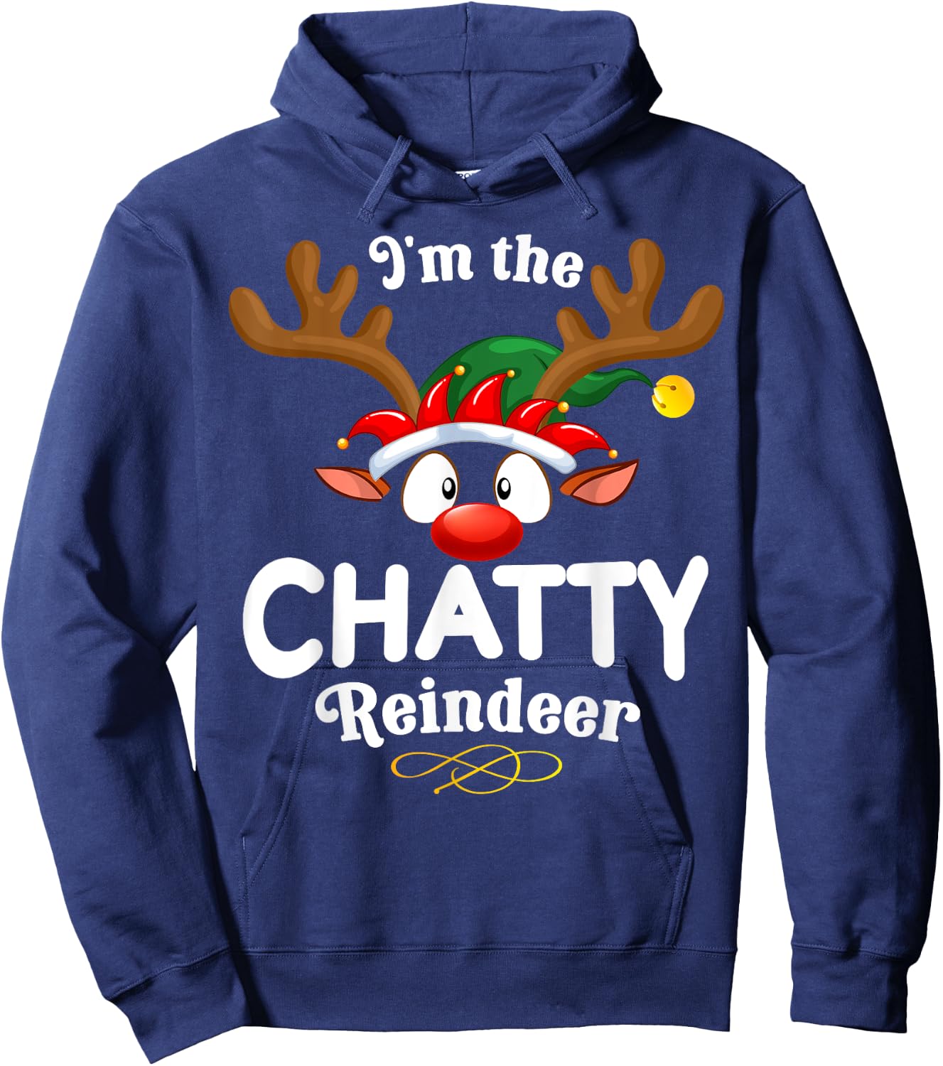 Christmas PJS Chatty Xmas Reindeer Matching Hoodie - Hoodie | Navy