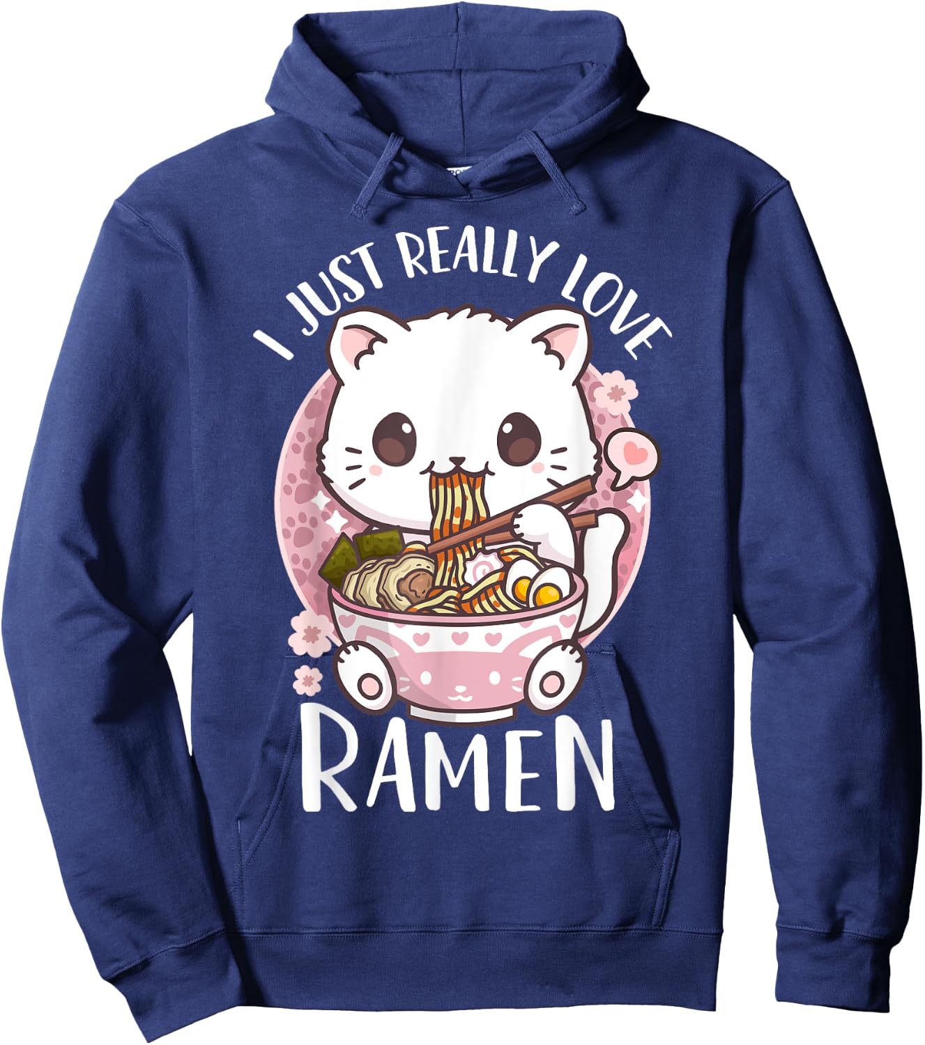 Ramen Cat Anime I Just Really Love Ramen Hoodie - Hoodie | Navy