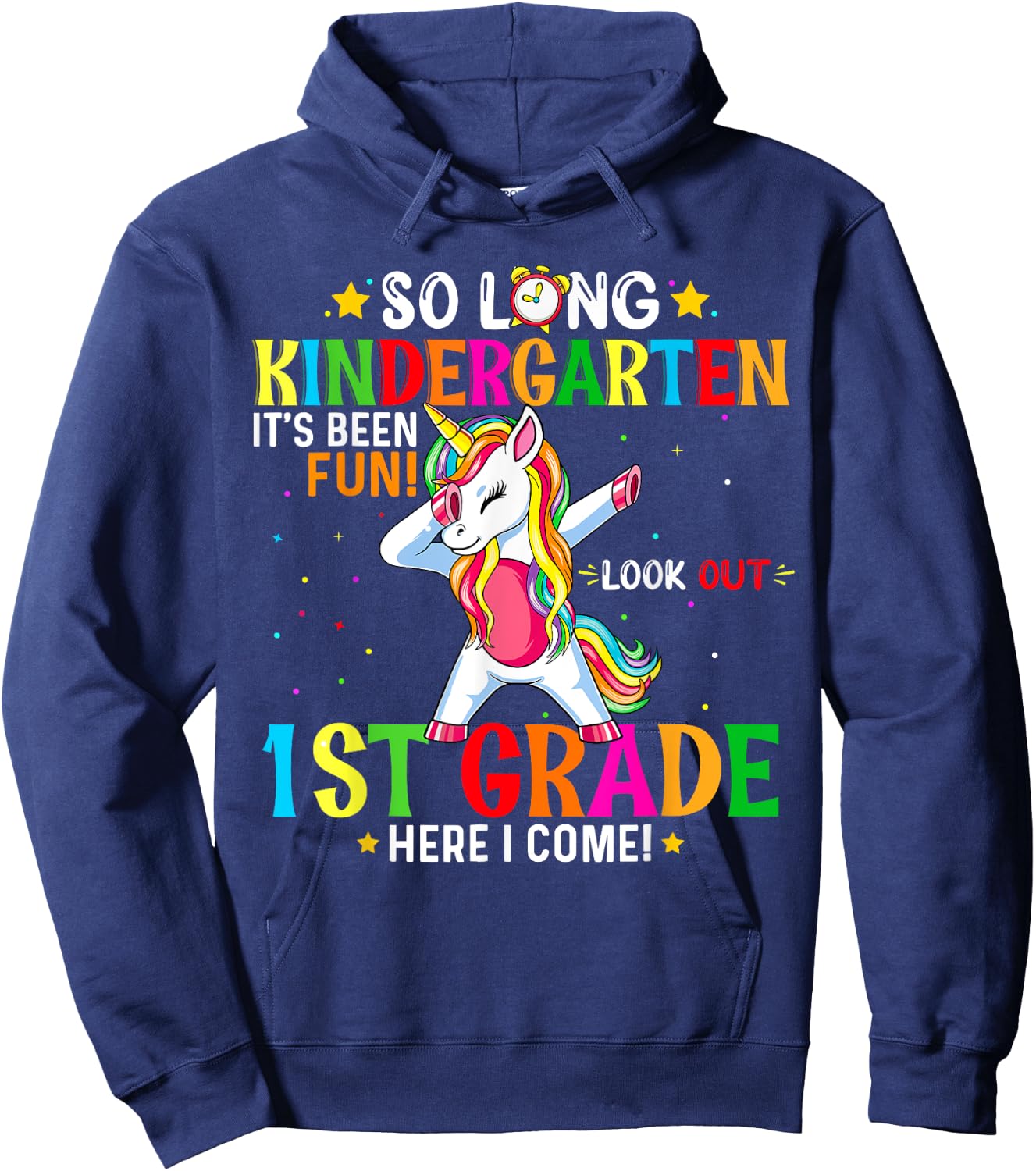 Kids So Long Kindergarten Graduation Class 2025 Unicorn Dab Hoodie - Hoodie | Navy