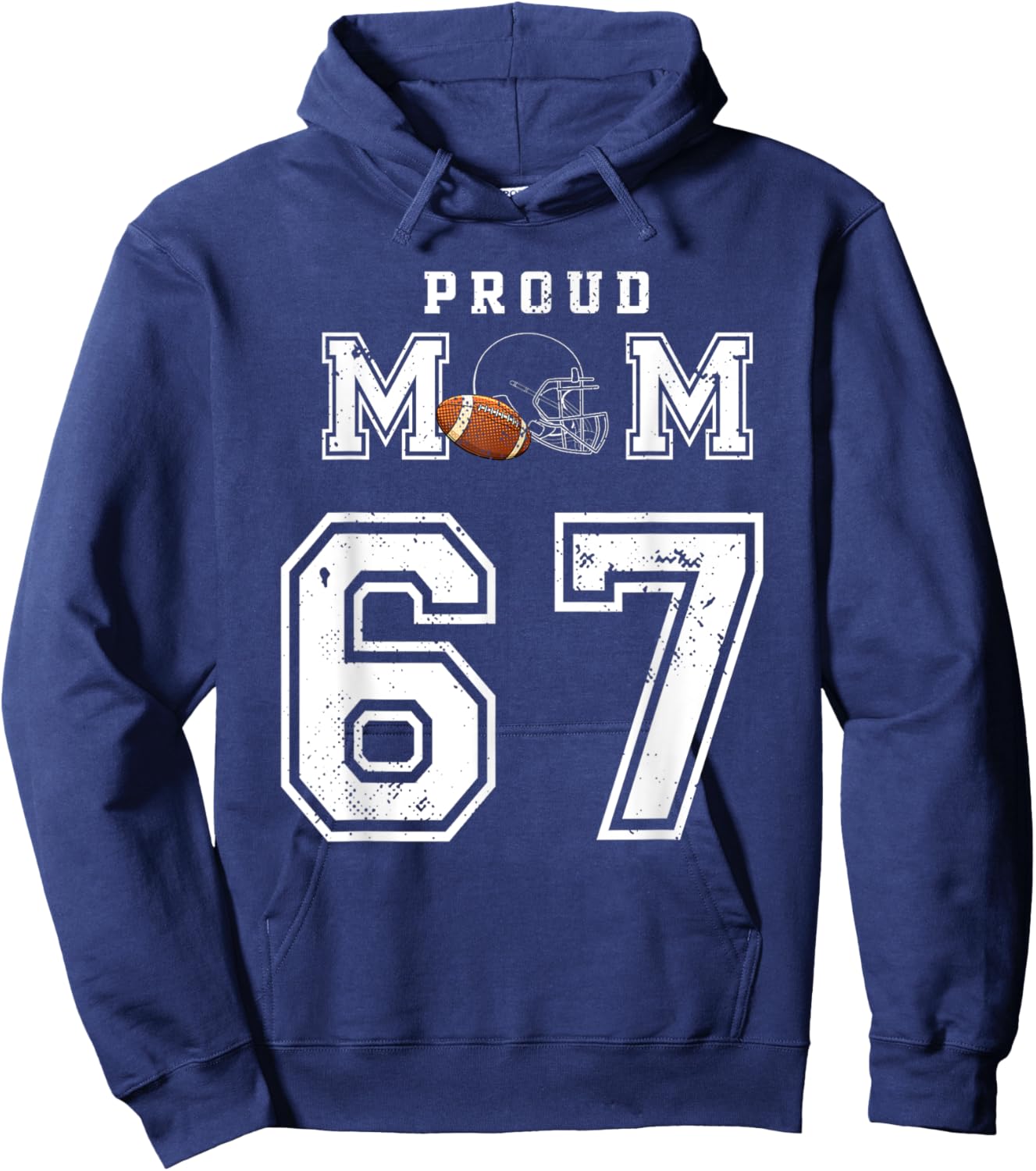 Custom Proud Football Mom Number 67 Personalized Hoodie - Hoodie | Navy