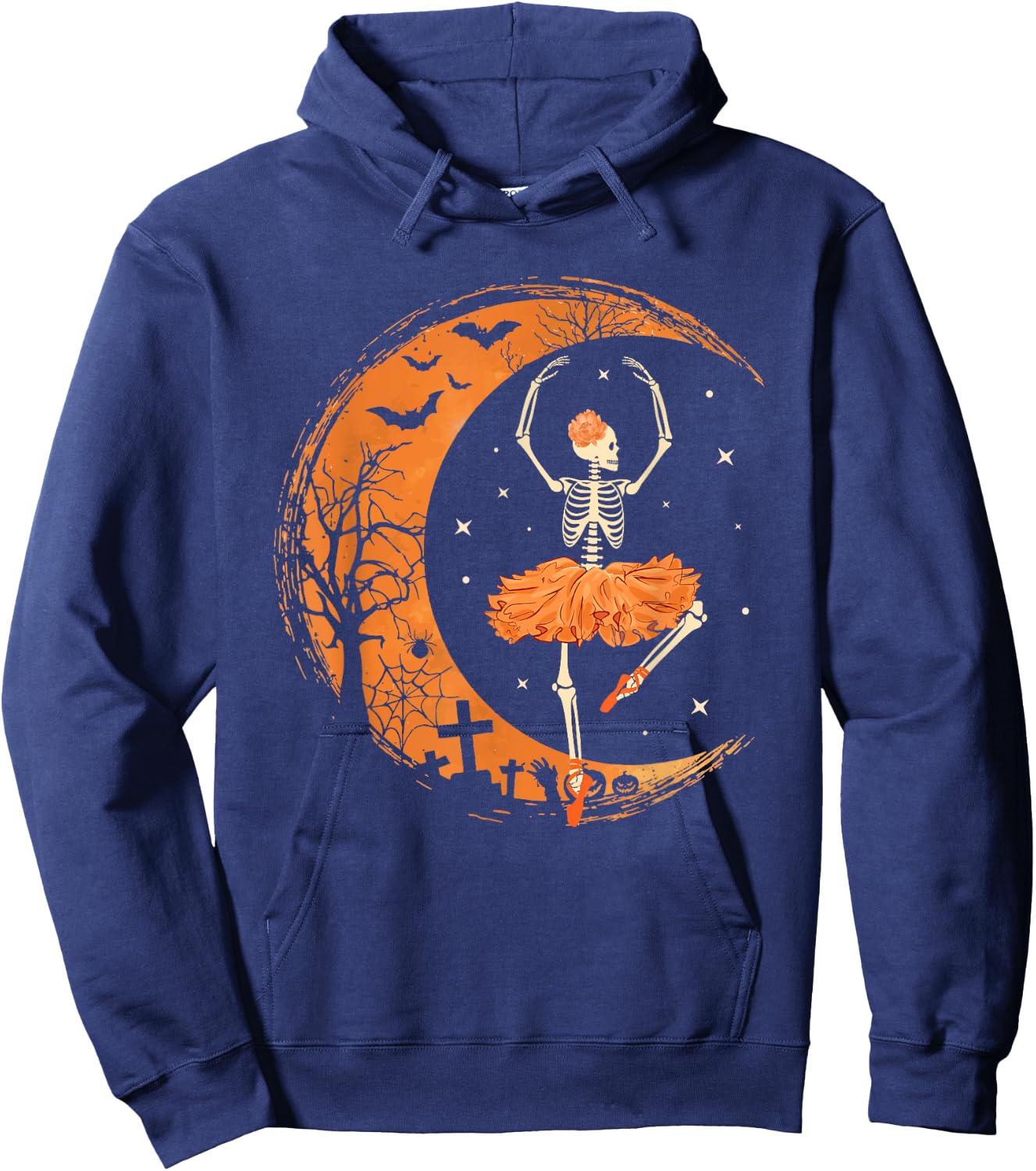 Dancing Skeleton Ballerina Ballet Dance Halloween Women Girl Hoodie - Hoodie | Navy