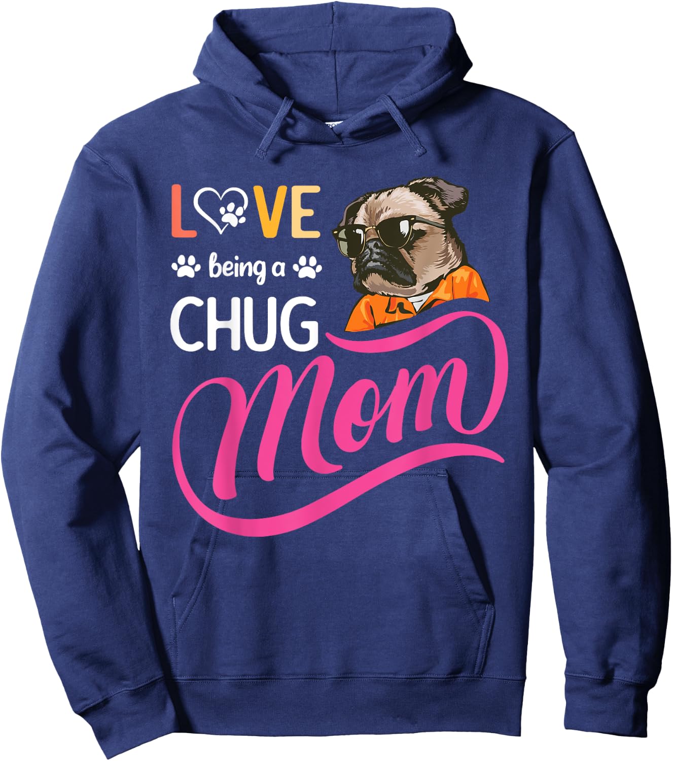 Cute Chug Mama, Dog Mom , Girl And Her Dog Lover Hoodie - Hoodie | Navy