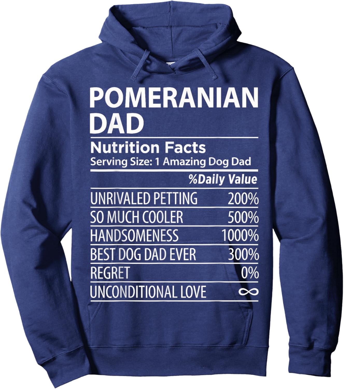 Pomeranian Dad Nutrition Facts Funny Pomeranian Dog Owner Women Girls Kids Hoodie - Hoodie | Navy