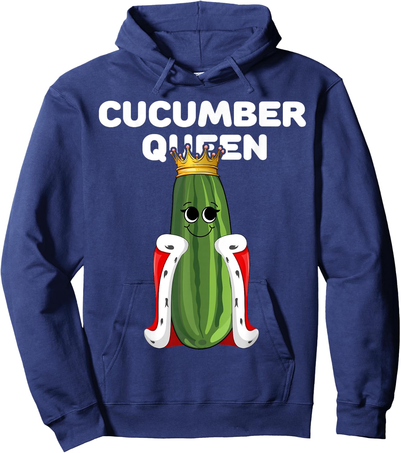 Cucumber Queen Funny Cute Humor Character Art Veggie Hoodie - Hoodie | Navy