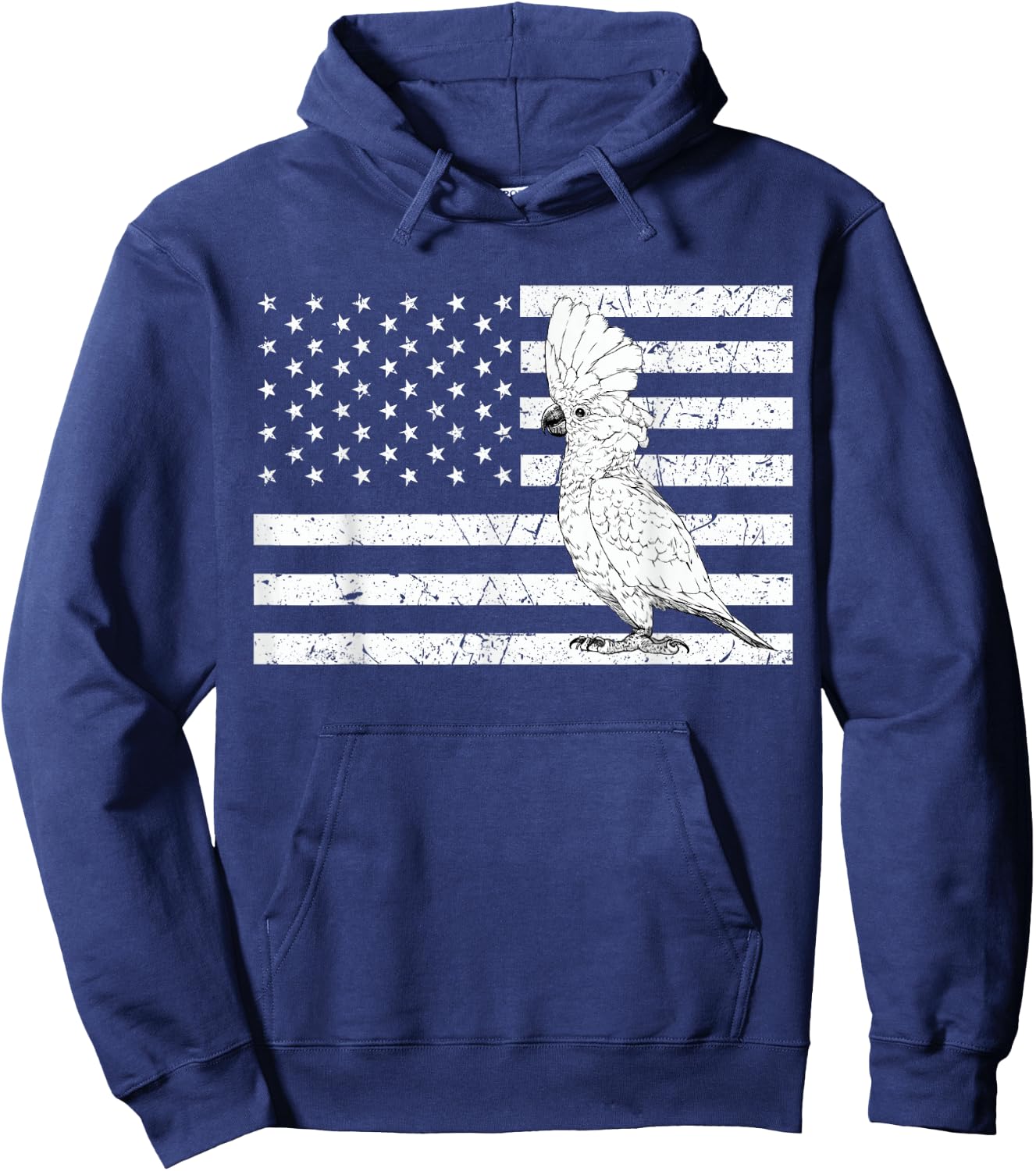 Umbrella Cockatoo 4th of July US American Flag Patriotic Hoodie - Hoodie | Navy